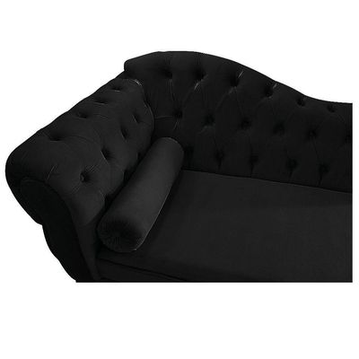 Recamier Diana 185cm Lado Direito Suede Preto - Doce Sonho Móveis