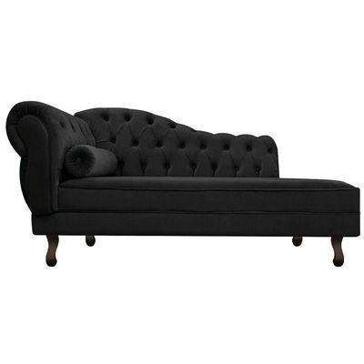 Recamier Diana 185cm Lado Direito Suede Preto - Doce Sonho Móveis