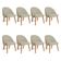 Kit 08 Cadeiras Poltrona De Jantar Luna Suede Capuccino Pés Palito Castanho - Pallazio