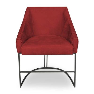 Kit 4 Poltronas Luxo Alana Suede Base Ferro Preto - Pallazio Cor Vermelho