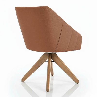 Kit 2 Poltronas Giratórias Alana Bouclê Base De Madeira - Pallazio Cor Terracota