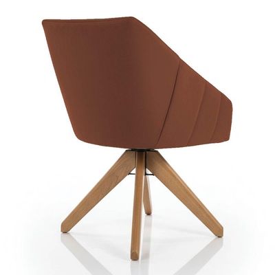 Kit 6 Poltronas Giratórias Alana Veludo Base De Madeira - Pallazio Cor Terracota