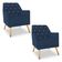 Kit 2 Poltronas Velvet Strass Veludo Pés De Madeira - Pallazio Cor Azul Marinho