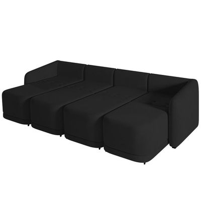 Sofá Cama Casal Para Sala 436cm Polska Z08 Veludo Preto - Mpozenato