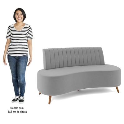 Sofá 2 Lugares Para Sala Living 160cm Pés Palito Tamar Z08 Veludo Cinza - Mpozenato