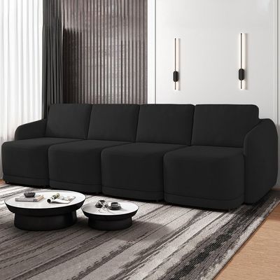 Sofá Cama Casal Para Sala 436cm Polska Z08 Veludo Preto - Mpozenato