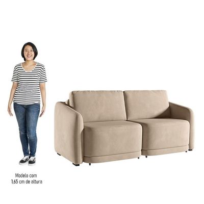 Sofá Cama Casal Para Sala 196cm Polska K04 Veludo Bege - Mpozenato