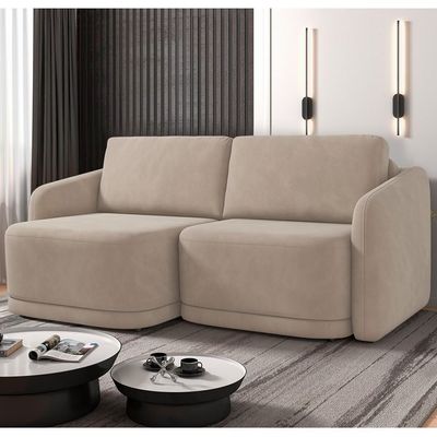 Sofá Cama Casal Para Sala 196cm Polska K04 Veludo Bege - Mpozenato