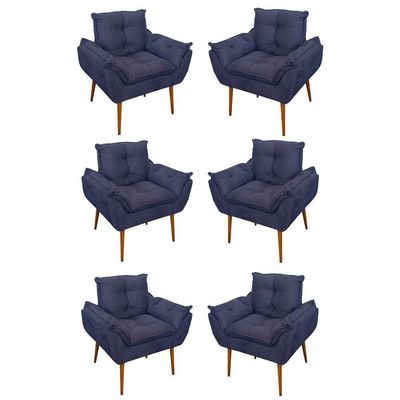 Kit 06 Sofás 1 Lugar De Luxo Opala Sala, Quarto Suede Cor:azul Marinho