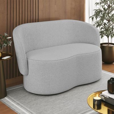 Sofá Namoradeira Lugares Orgânico Bouclê Luxo Balaqui Boucle Cinza