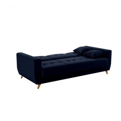 Sofá Cama Casal Reclinável Com Baú Pamela - Azul Marinho