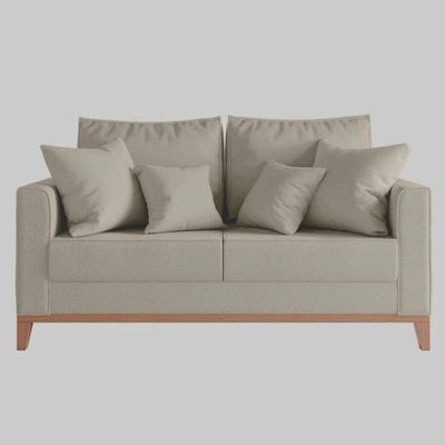 Sofá 2 Lugares Benny Base Pés Madeira Em Linho Cotton