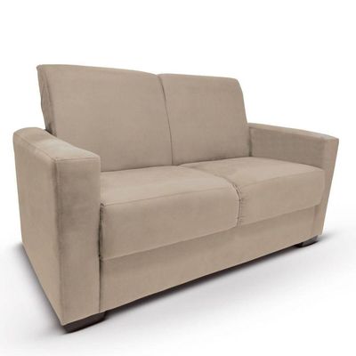 Sofá 2 Lugares Sala De Estar Recepção Suede Vitória Bege Claro