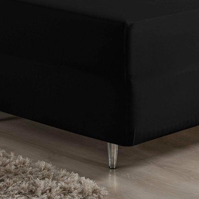 Jogo De Cama King Nobre 3 Peças Luva De Box 55cm De Altura Malha 100% Algodão - Preto
