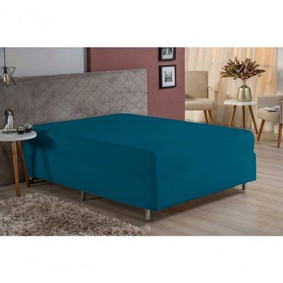 Lençol Com Elástico Queen Nobre 1 Peça Luva De Box 55cm De Altura Malha 100% Algodão - Petróleo