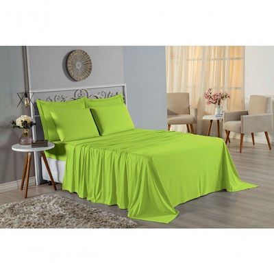 Lençol De Cima Casal Nobre 1 Peça 2,40m X 2,20m Malha 100% Algodão - Pistache