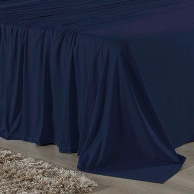 Lençol De Cima Queen Nobre 1 Peça 2,50m X 2,40m Malha 100% Algodão - Azul-marinho