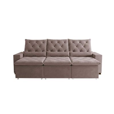 Sofá Retrátil 2.50m Supreme Estofado De Alta Qualidade Com Toque Suave Em Suede Luxo Milão Bege