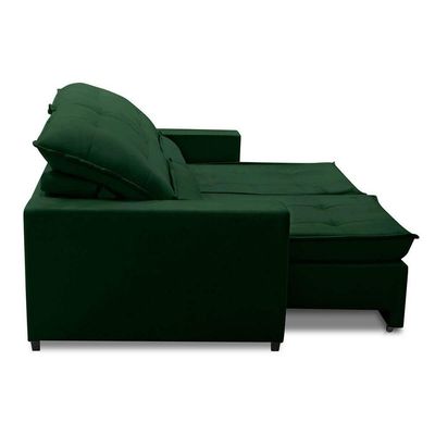 Sofa Retratil Reclinavel 2 Lugares 1,90m Atlantis Veludo Verde Folha Lansofbr