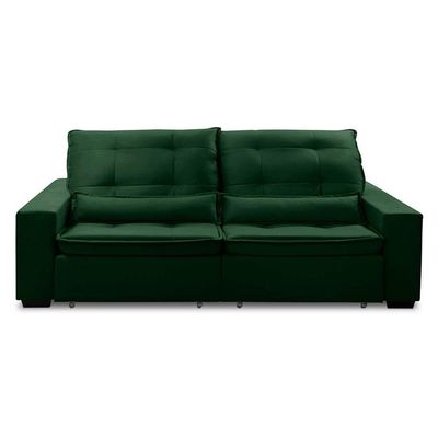 Sofa Retratil Reclinavel 2 Lugares 1,90m Atlantis Veludo Verde Folha Lansofbr