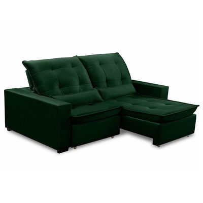 Sofa Retratil Reclinavel 2 Lugares 1,90m Atlantis Veludo Verde Folha Lansofbr