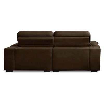 Sofa Retratil Reclinavel 2 Lugares 2,70m Crystal Veludo Marrom Lansofbr