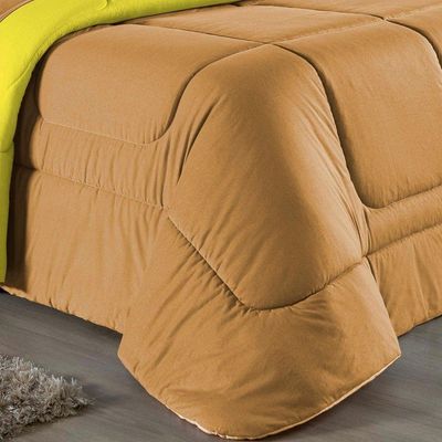 Edredom King Nobre 1 Peça Dupla Face 2,50m X 2,90m Malha 100% Algodão - Cobre / Amarelo