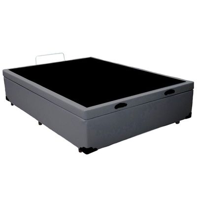 Cama Box Baú Casal Sintético Mega Cama Cinza 138x188x45cm