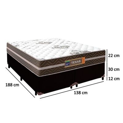 Cama Box Casal Bipartido Sintético + Colchão Molas Ensacadas Texas Prime Colchões 138cm - Suporta Até 120kg Por Pessoa