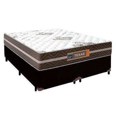 Cama Box Casal Bipartido Sintético + Colchão Molas Ensacadas Texas Prime Colchões 138cm - Suporta Até 120kg Por Pessoa