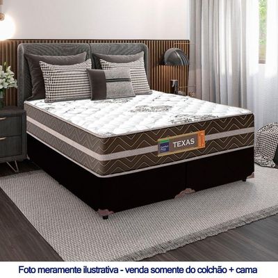 Cama Box Casal Bipartido Sintético + Colchão Molas Ensacadas Texas Prime Colchões 138cm - Suporta Até 120kg Por Pessoa