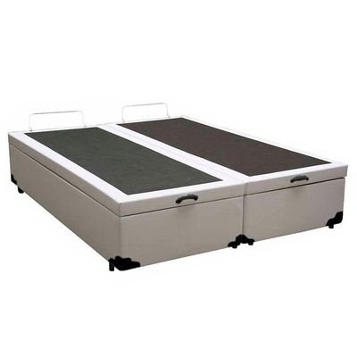 Cama Box Baú Casal Bipartido Sintético Mega Cama Branco 138x188x45cm