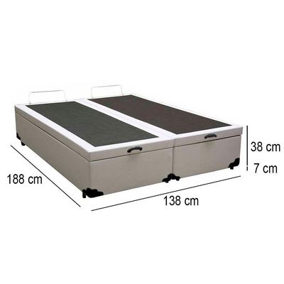 Cama Box Baú Casal Bipartido Sintético Mega Cama Branco 138x188x45cm