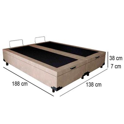 Cama Box Baú Casal Bipartido Suede Mega Cama Bege 138x188x45cm