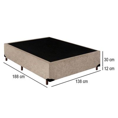 Cama Box Casal Suede Mega Cama Bege 138x188x42cm