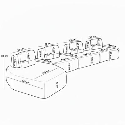 Sofá Ilha Modular Para Sala Living Orgânico 620cm Angra K01 Bouclê Bege - Lyam Decor