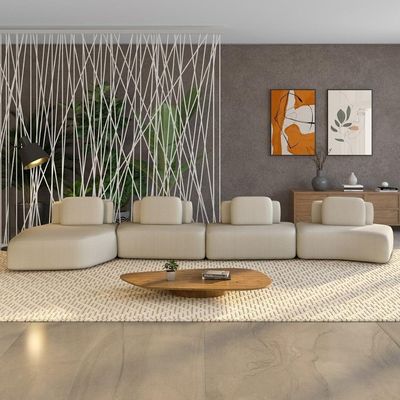 Sofá Ilha Modular Para Sala Living Orgânico 620cm Angra K01 Bouclê Bege - Lyam Decor