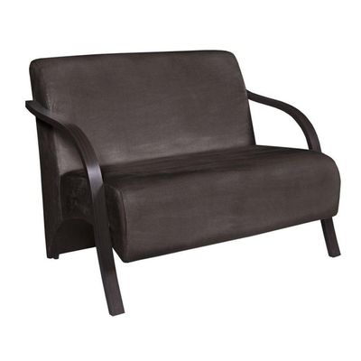 Poltrona 2 Lugares Vênus D Salla Suede Braço Madeira Marrom