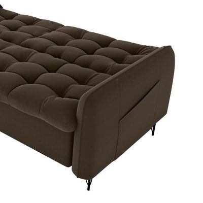 Sofa Cama 2 Lugares 200cm Pillar Veludo E405 Marrom Milani Store Marrom