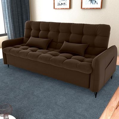 Sofa Cama 2 Lugares 200cm Pillar Veludo E405 Marrom Milani Store Marrom