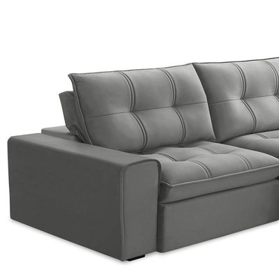 Sofá Retrátil Reclinável 3 Lugares 210cm Argon F05 Veludo Prata - Mpozenato