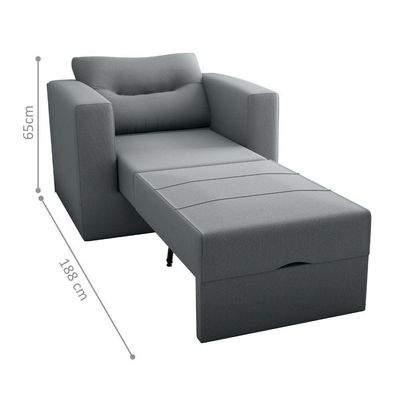Sofá Cama 1 Lugar Italo Suede Cinza