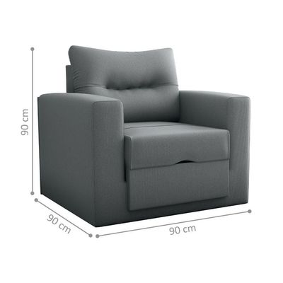 Sofá Cama 1 Lugar Italo Suede Cinza