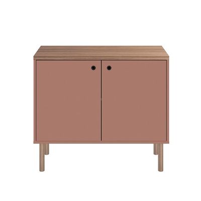 Armário Baixo 2 Portas Multi Rosa Com Pés Cilindrico Caemmun