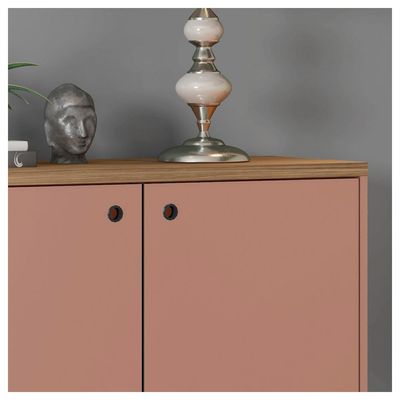 Armário Baixo 2 Portas Multi Rosa Com Pés Cilindrico Caemmun