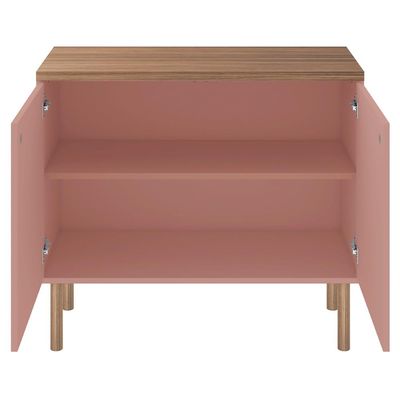 Armário Baixo 2 Portas Multi Rosa Com Pés Cilindrico Caemmun