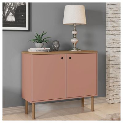 Armário Baixo 2 Portas Multi Rosa Com Pés Cilindrico Caemmun