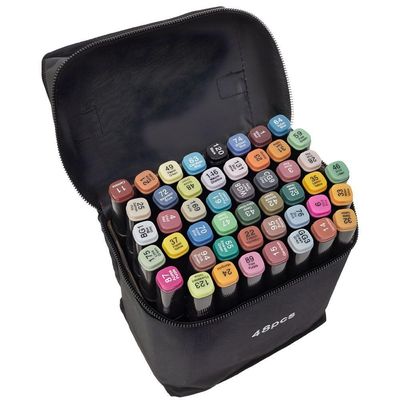 Conjunto Canetinhas Marcador Permanente Ponta Dupla 48 Cores