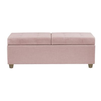 Canto Alemão Recamier Bau + Painel Madri 140cm Suede Rosa Bebe - Inova Decor