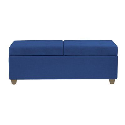 Canto Alemão Recamier Bau + Painel Madri 140cm Suede Azul Marinho - Inova Decor